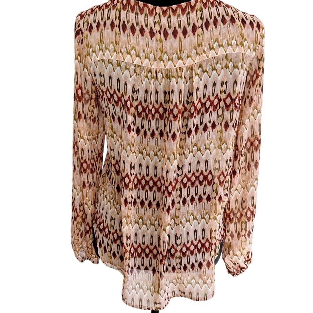 Jessica Simpson Beige and Maroon Patterned Blouse - Picture 4 of 8